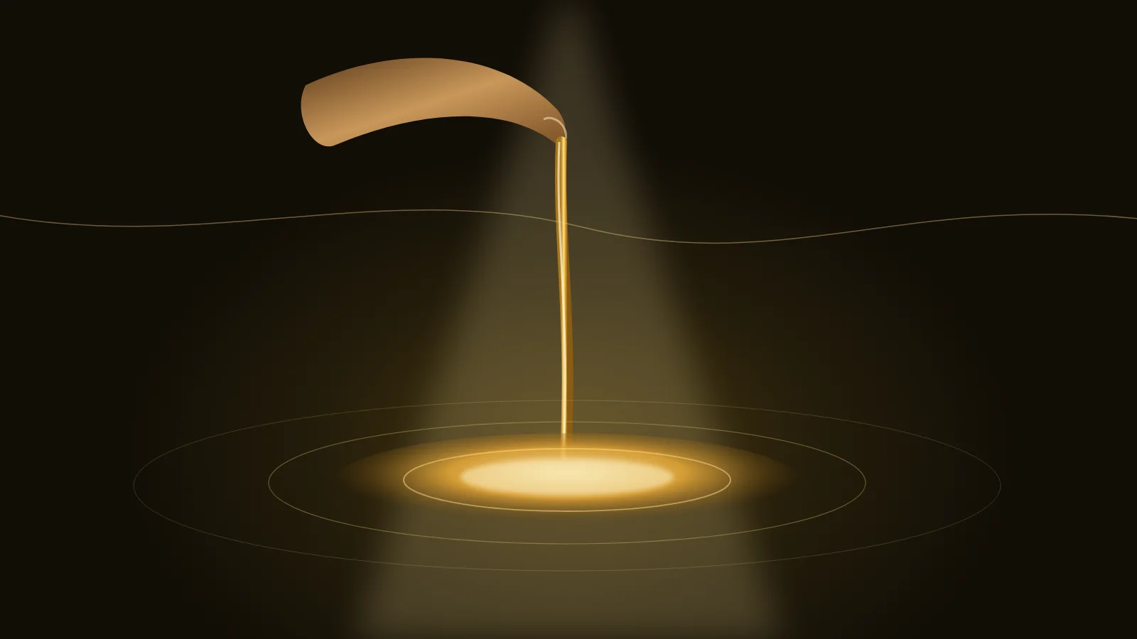 Anointing Confessions: oil pouring from a horn into a glowing pool